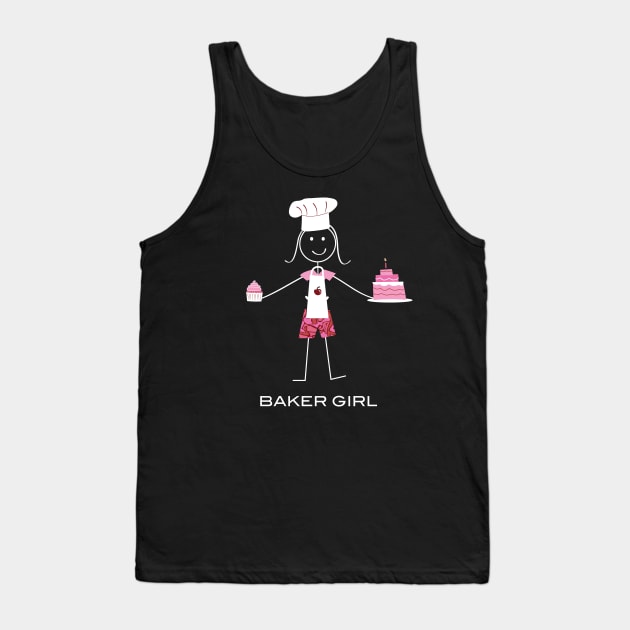 Funny Womens Baker Illustration Tank Top by whyitsme